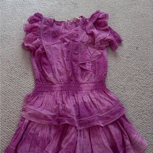 LoveShackFancy Lace-Trimmed Pink Blouse